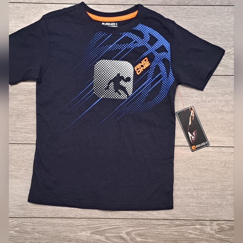 Brand New Boy's And1 Blue and Orange Short Sleeve Tee Sporty Graphic Design